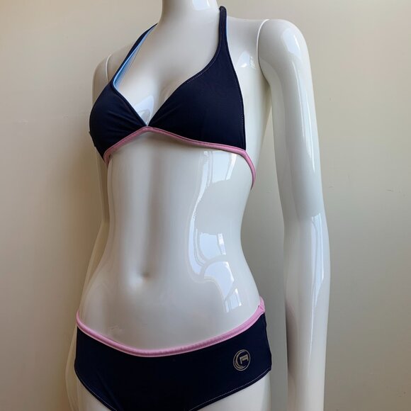 Aaron Chang blue wave reversible navy bikini - Picture 9 of 11